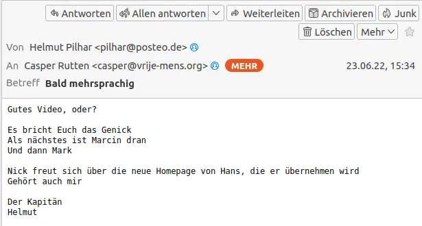 Helmut Pilhar: Nick freut sich schon auf deine Homepage